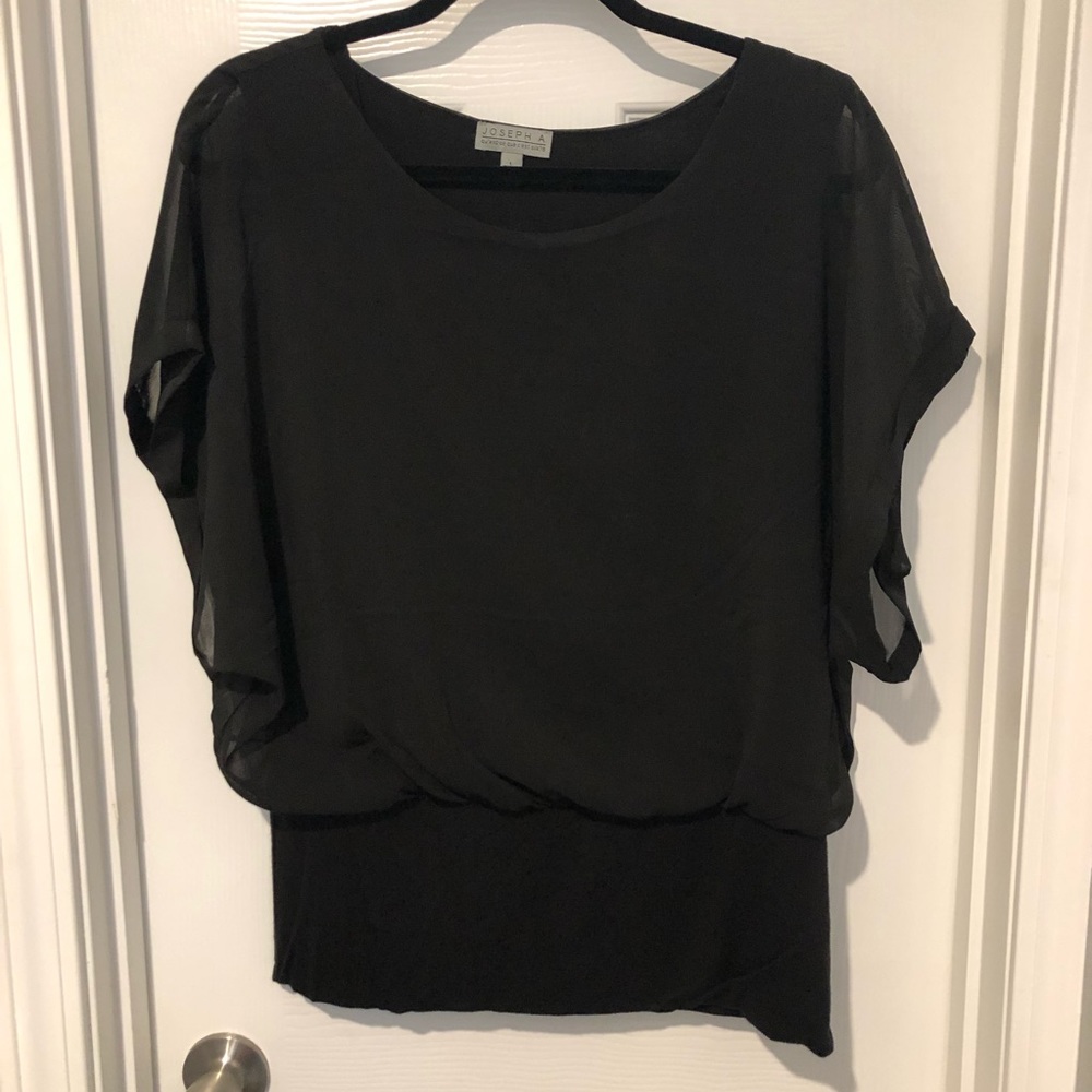 3/$15 Joseph A. Black chiffon shear lined blouse